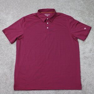 Maelreg‎ Performance Polo Shirt Mens XL Pink/Black Striped Polyester Stretch S/S